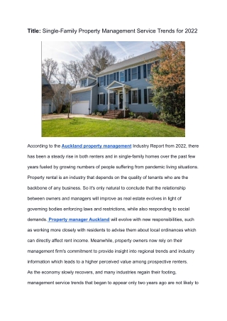 Single-Family Property Management Service Trends for 2022