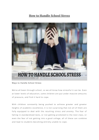 How to Handle School Stress