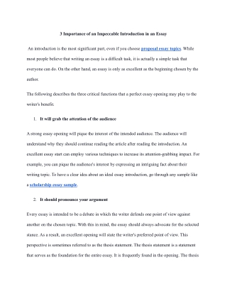 3 Importance of an Impeccable Introduction in an Essay
