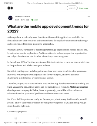What are the mobile app development trends for 2022?