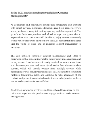 Is the ECM market moving towards Easy Content Management
