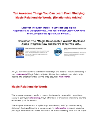 Ten Awesome Things You Can Learn From Studying Magic Relationship Words