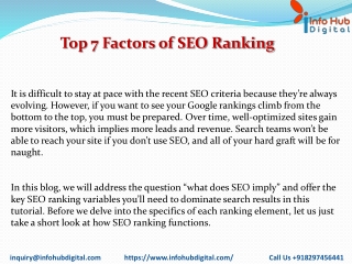 Top 7 Factors of SEO Ranking