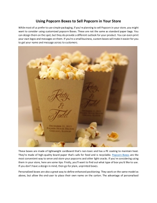 Using Popcorn Boxes to Sell Popcorn in Your Store