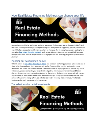 How Real Estate Financing Methods can change your life