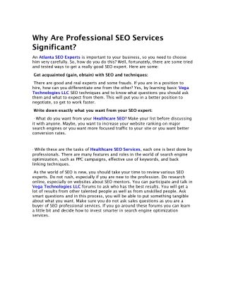 Why Are Professional SEO Services Significant