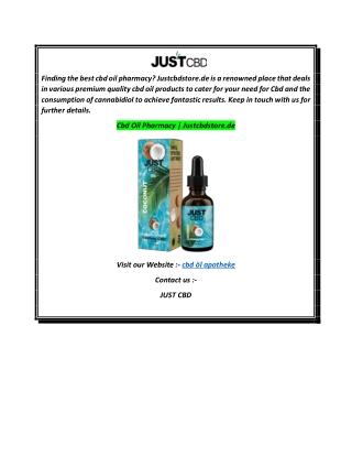 Cbd Oil Pharmacy  Justcbdstore.de