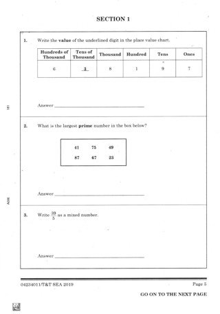 SEA Maths 2019 EXam (1)