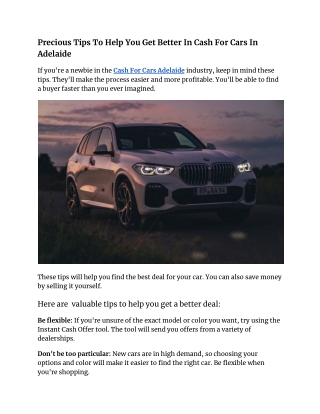 Precious Tips To Help You Get Better In Cash For Cars In Adelaide