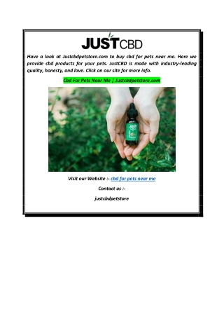 Cbd For Pets Near Me  Justcbdpetstore.com