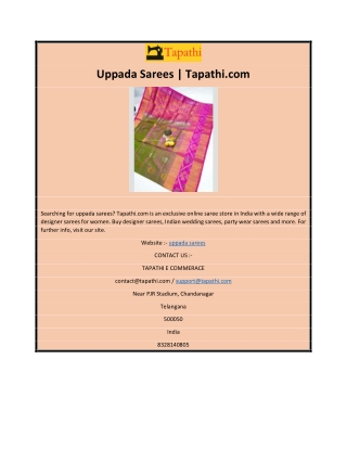 Uppada Sarees | Tapathi.com
