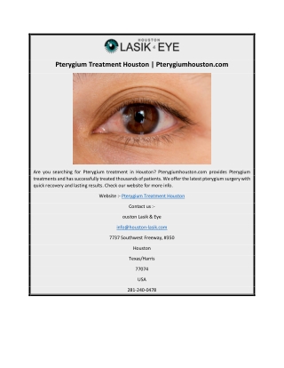 Pterygium Treatment Houston | Pterygiumhouston.com