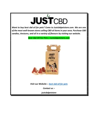 Best Cbd Oil For Pets  Justcbdpetstore.com