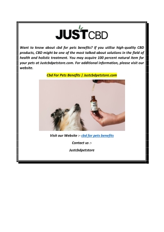 Cbd For Pets Benefits  Justcbdpetstore.com