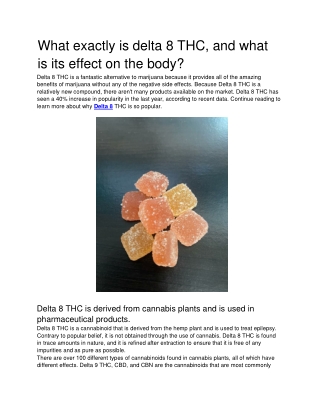 What exactly is delta 8 THC and what is its effect on the body