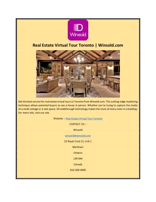 Real Estate Virtual Tour Toronto | Winsold.com