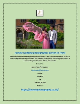 Female Wedding Photographer Burton In Trent | Jasminphotography.co.uk