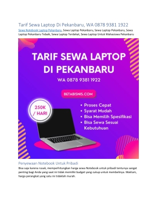 Tarif Sewa Laptop Di Pekanbaru, WA 0878 9381 1922