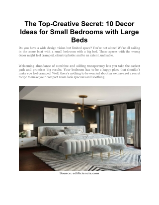 The Top-Creative Secret_ 10 Decor Ideas for Small Bedrooms with Large Beds