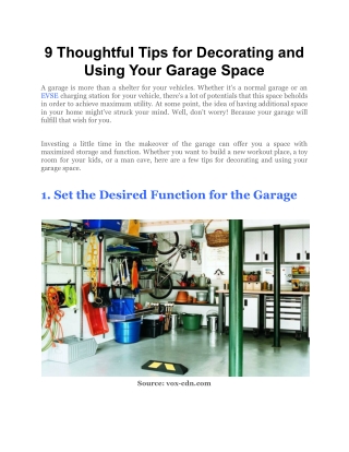 9 Thoughtful Tips for Decorating and Using Your Garage Space