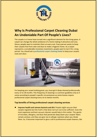 Why Is Professional Carpet Cleaning Dubai An Undeniable Part Of People’s Lives