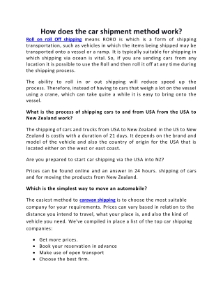 How does the car shipment method work?