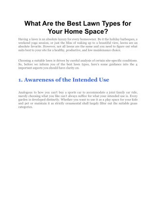 What Are the Best Lawn Types for Your Home Space_