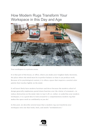 How Modern Rugs Transform Your Workspace in this Day and Age- Cocoon Fine Rugs