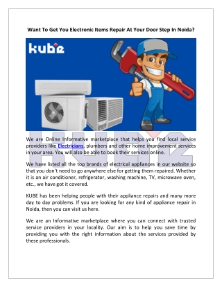 Want To Get You Electronic Items Repair At Your Door Step In Noida?