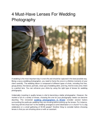 4 Must-Have Lenses For Wedding Photography