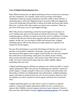 Uses of Digital Marketing Services
