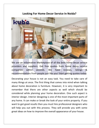 Looking For Home Decor Service In Noida?