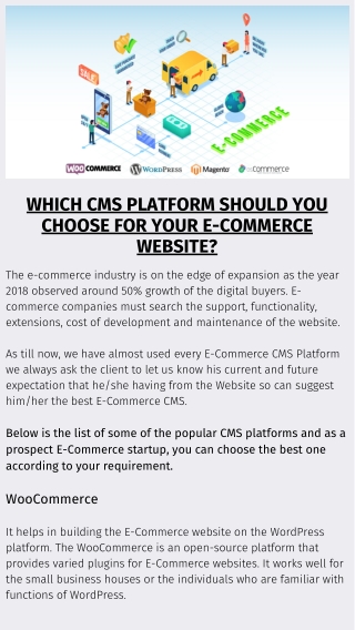 Which CMS Platform Should You Choose for your E-Commerce Website?