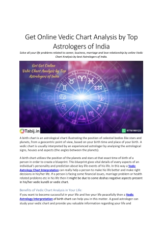 Get Online Vedic Chart Analysys by Top Astrologers of India-converted