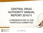 CENTRAL DRUG AUTHORITY ANNUAL REPORT 2010