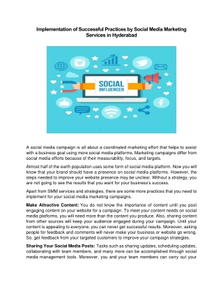 Implementation of Successful Practices by Social Media Marketing Services in Hyderabad