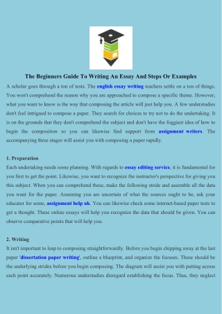 The Beginners Guide To Writing An Essay And Steps Or Examples