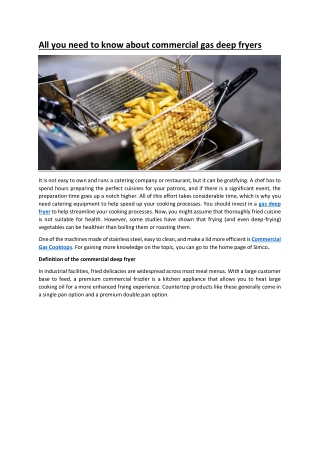 All you need to know about commercial gas deep fryers