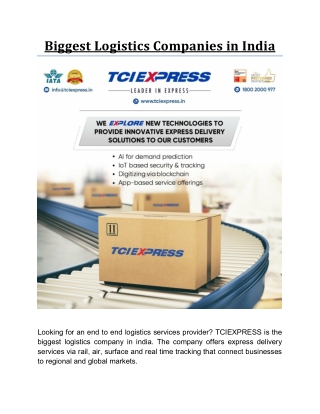 Biggest Logistics Companies in India