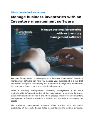 Manage business inventories with an Inventory management software