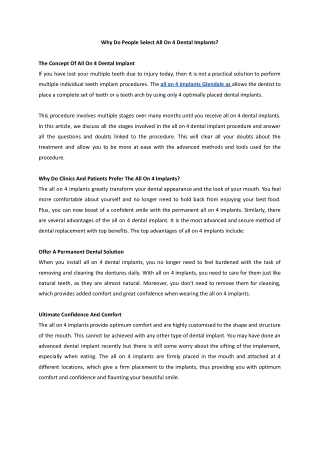 Why People Select All On 4 Dental Implants.