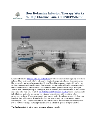 Ketamine For Sale : Chronic ache and melancholy are fitness situations that regu