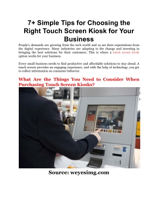7  Simple Tips for Choosing the Right Touch Screen Kiosk for Your Business