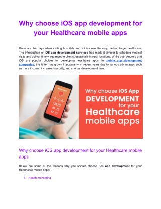 Why choose iOS app development for your Healthcare mobile apps.docx