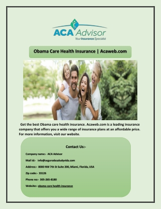 Obama Care Health Insurance | Acaweb.com