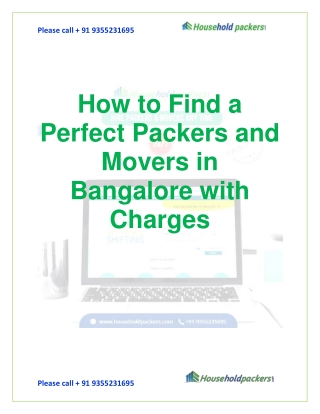 How to Find a Perfect Packers and Movers in Bangalore with Charges