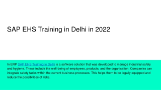 SAP EHS Training in Delhi in 2022