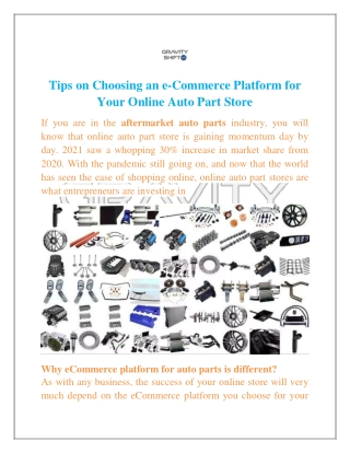 Tips On Choosing An eCommercePlatform For Your Online Auto Part Store