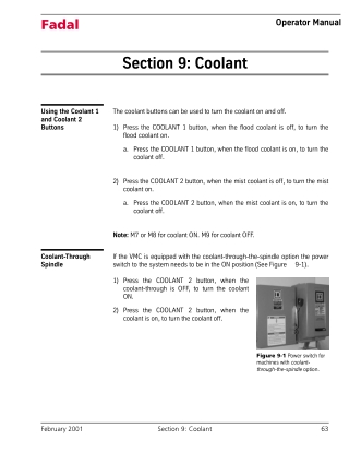 Fadal Coolent Operator Manual