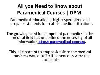 All you Need to Know about Paramedical Courses